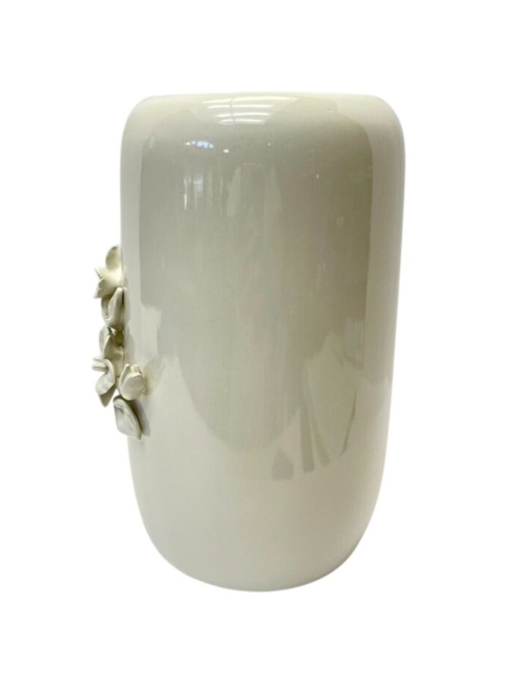 New White Ceramic Floral Relief Vase Modern Minimalist Decor - Picture 5 of 8